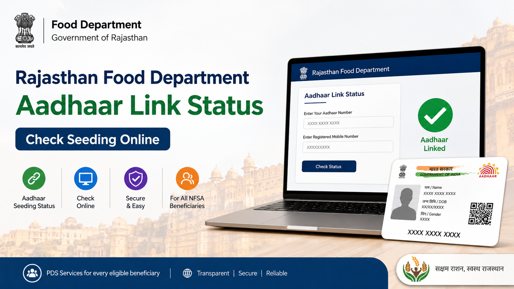 Rajasthan Food Department Aadhaar Link Status: Check Seeding Online