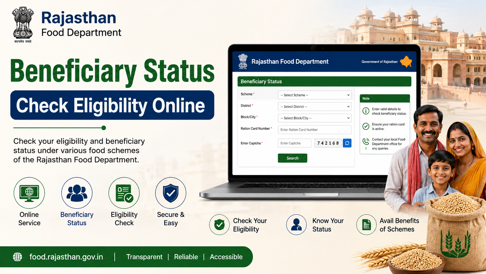 Rajasthan Food Department Beneficiary Status: Check Eligibility Online